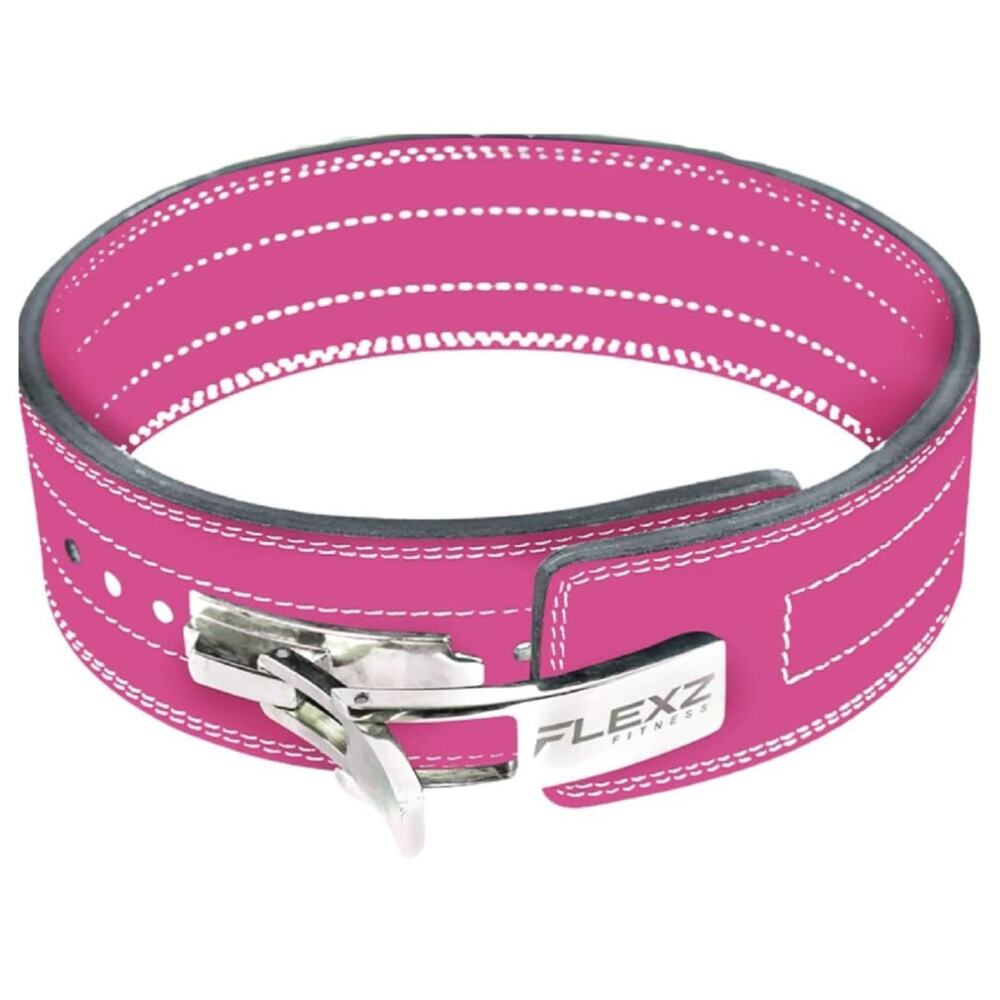 Flexz Fitness Lever Weight Lifting Leather Belt Powerlifting Gym MEDIUM Pink